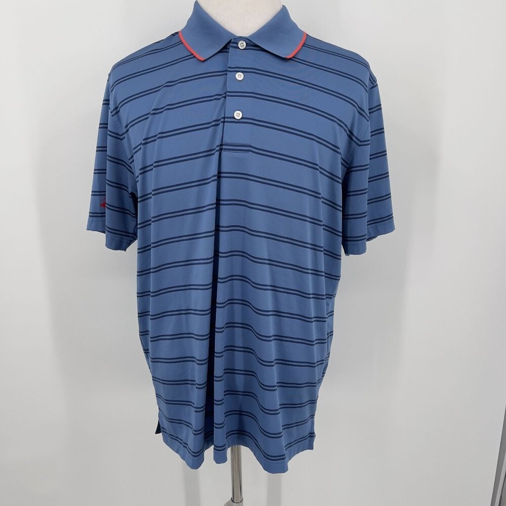 Brooks Brothers Men's XL extra large  Blue Striped Performance Series Polo Shirt - Picture 2 of 6